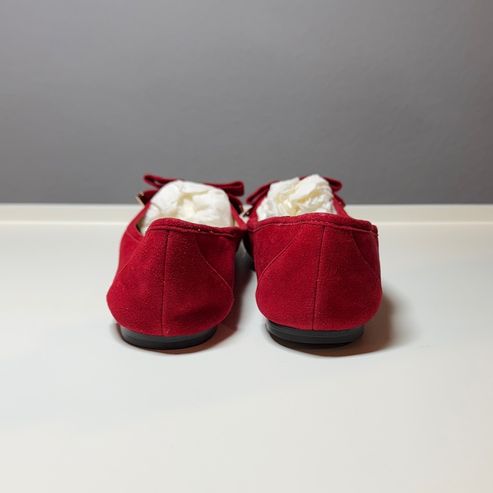 Michael Kors Red Suede Flats with Bow - Picture 3 of 5